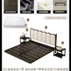 Cama de Hierro Forjado Colgante para Dormitorio del Hogar, Cama Doble Moderna Minimalista con Estructura de Listones, Reforzada y Engrosada, Cama con Revestimiento Suave para Viviendas de Alquiler