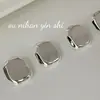 Pendientes Ovalados Brillantes de Plata de Ley S925 Sin Piedras para Mujer Estilo Ins Normcore Versátiles de Moda Diseño de Nicho Pendientes con Textura