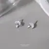 Brincos de Prata Esterlina S999 de Cogumelo Mini Fofo para Mulheres Micro-Incustados Design Simples de Nicho Brincos Sem Furo