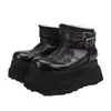 Botas de Nieve con Piel Integrada para Mujer 2025 Invierno Nuevo Estilo Piel de Vaca Lavada y Pelo de Cordero Engrosadas Cálidas Botas de Algodón con Suela Gruesa