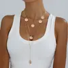 Collar Colgante Redondo Europeo y Americano Transfronterizo en Capas, Cadena de Suéter Personalizada de Moda, Collar de Lujo Ligero de Gama Alta al por Mayor