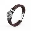Pulsera de Cuero Marrón con Colgante de Ojo en Tono Plateado Diseño Trenzado Puño Ajustable Cuero PU de Alta Calidad Estilo Punk Rock Único Perfecto para Hombres y Mujeres Ideal para Uso Casual y para Destacar