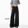 Pantalones negros de hombre estilo americano, corte slim, para primavera y otoño, corte recto holgado con caída, pantalones largos casuales de alta gama de pierna ancha para hombre