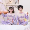 Pijamas de niña, primavera y otoño, jersey de cuello redondo con dibujos animados, ropa de casa de manga larga, traje para niños y niñas, ropa de casa