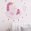 Nuevo Pegatina de Pared Nube de Dibujos Animados Unicornio Decoración de Habitación Infantil de Bebé Pegatina Autoadhesiva de Pared Fx-B23