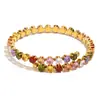 Europa y Estados Unidos temperamento transfronterizo todo-fósforo lujo ligero diamante pulsera geométrica acero inoxidable chapado color oro 18K pulsera redonda de circonio