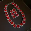 Conjunto de Pendientes Redondos con Borlas Incrustados de Diamantes y Collar, Cadena para Clavícula de Moda Simple Retro Europea y Americana, Joyería de Lujo Ligero y de Gama Alta