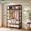Guarda-roupa de metal estilo aberto, cabideiro de chão para quarto, cabide de roupas doméstico, unidade de prateleira para closet