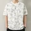 2025 Nueva Camiseta de Manga Corta de Verano para Hombre Cuello Redondo Moderna Vestido de Verano Camiseta de Manga Media Ajustada Marca de Moda Ropa de Seda de Hielo