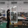 Espejo Inteligente de Doble Cara con Marco de Acero Inoxidable de Forma Especial para Baño Espejo Especial para Hotel Luz Led Integrada Espejo Decorativo Colgante