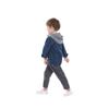 Chaqueta de mezclilla para niños coreanos otoño e invierno moda ventilador cremallera manga larga con capucha mezclilla dos piezas falsas chaqueta de mezclilla