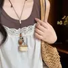 O Solstício de Verão Ainda Não Chegou~ Colar Trançado Boêmio, Corrente para Clavícula com Pingente Longo Estilo Férias, Acessório Versátil para o Dia a Dia para Mulheres