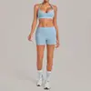 Conjunto de Ropa de Yoga Qiu Sha con Pliegues Invisibles, Cuello Halter, Cintura Alta, Ajuste Ceñido, Conjunto Deportivo que Realza los Glúteos para Mujer 7229+8402
