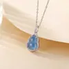 Piedra Lunar Joyería Colgante de Calabaza de Plata de Ley S925 con un Toque Fresco y Elegante, Moderno y Único, Suave y Exquisito, Artículo Popular