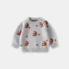 Suéter de punto jacquard con luna creciente vintage para niños, nuevo estilo otoño e invierno, suéter de algodón puro para niños y niñas, top suave y amigable con la piel para bebés