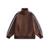 2024 American Striped Stand Collar Jacket Feminino Outono Trendy Marca Contraste Cor Três Listras Esportes Moletom Cardigan Casal
