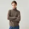 Suéter Minimalista de Cachemira para Mujer Cardigan de Punto Abierto con Cuello Alto Manga Larga Tejido Holgado Ropa Exterior Moda para el Trabajo Atuendo Versátil