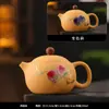 Tetera de Arcilla Morada con Segmento Amarillo para Uso en Casa y Oficina, Tetera Xishi, Tetera de Salud, Juego de Té Fengming Kung Fu, Regalo para Empresa con Logo
