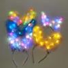 Nueva diadema luminosa de orejas de conejo con plumas para el pelo, accesorio para el pelo de concierto en lugar escénico, diadema de actuación, suministro para mercado nocturno, venta al por mayor