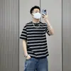 Camiseta de Manga Corta Rayada con Cuello Redondo Baida Fashion para Hombre 25º Verano Nueva Tendencia Versátil Atractiva Holgada