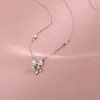 Colar de laço de coração para meninas, design de nicho, corrente de clavícula de estrela de diamante super flash de alta qualidade, acessórios de verão