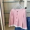 Camiseta Dulce de Manga Larga para Niña Primavera y Otoño 2026 Nuevo Estilo Bebé Niña Algodón Puro Rayas Cuello de Encaje Cardigan Falso de Dos Piezas