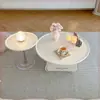 Juego de Mesa Redonda de Café Color Crema Francés Sala de Estar Hogar Mesa de Café Acrílica Minimalista Moderna Mesa de Café Pequeña para Apartamento Mesa Auxiliar