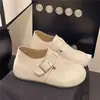 2026 Sapato Birkenstock Feminino de Solado Reto com Fivela para Outono, Slip-on Versátil que Aumenta a Altura, Novos Sapatos Slip-on da Moda