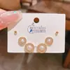 Nuevos Pendientes Redondos Geométricos de Zircón y Perla Tres Pares de Pendientes Exquisitos y de Alta Gama para Mujer Juego de 6 Piezas de Joyería
