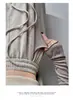 Pantalones de Punto Glutinoso Grises Mejorados para Mujer, Temporada de Primavera, Ultrasuaves, de Cintura Alta, Caídos, Pierna Recta, de Pierna Ancha Ajustados, de Pierna Ancha de Cintura Alta