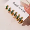 Brincos Esféricos em U de Três Fileiras de Diamante de Zircônia Cúbica de Alta Qualidade Xinyixin Banhados a Ouro 18K Real Acessível Luxo Versátil Brincos de Aço Inoxidável