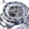 Reloj forsining moda para hombre casual clásico popular hueco pedrería manual reloj mecánico entrega de una pieza