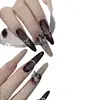 Uñas postizas de diamante flash de arroz morado Z-212 ojo de gato para chicas calientes, lujo ligero, temperamento, fototerapia, uñas postizas para llevar en la mano, venta al por mayor