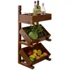 Carrito de cocina de madera maciza, estante de almacenamiento, de pie, multicapa, canasta móvil para frutas y verduras, estante de almacenamiento para snacks en casa