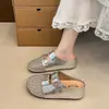 Sandalias Birkenstock para Mujer de Verano 2026 Nuevas, de Media Apertura, con Puntera de Strass y Doble Hebilla Retro, Versátiles para Uso al Aire Libre