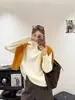 Suéter de Canalé con Media Cremallera Estilo Nuevo Otoño e Invierno para Mujer, Cuello Alto Morado, Suave y Holgado Estilo Perezoso Tejido para Mujer
