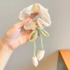 Estilo Coreano Novo Flor Tulipa Grande Scrunchie Super Fada Doce Menina Fita Elástico de Cabelo Rabo de Cavalo Corda de Cabelo