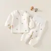 Conjunto de Dos Piezas de Algodón Puro para Bebé y Niño Pequeño con Cintura Alta y Top y Pantalón Separados para Niños y Niñas, Protección de Barriga Ropa de Otoño Pantalones de Otoño Ropa de Casa Otoño/Invierno