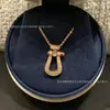 Transmisión en Vivo de Fábrica Dropshipping Collar de Casco de Caballo Fred Oro Rosa Completo Diamante Pulsera de Casco de Caballo Forma de 8 Oro V Versión Alta