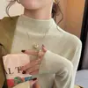 Suéter de Punto de Cachemira de Manga Larga para Mujer, Nueva Prenda Base de Cuello Alto para Otoño e Invierno, Primavera y Otoño
