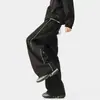 Pantalones deportivos de estilo montaña, estilo americano, corte holgado, pierna recta, pantalones de pierna ancha, a rayas, con caída, ropa de trabajo, pantalones funcionales para hombre