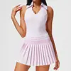 Ropa de Tenis de Color Contrastante Traje Deportivo para Mujer Top Deportivo Fitness Chaleco de Yoga de Secado Rápido Falda Corta Media Falda