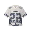 No. 22 Camiseta Deportiva de Malla Transpirable de Secado Rápido con Cuello en V de Manga Corta para Hombre, Marca de Moda Europea y Americana, Uniforme de Rugby Estampado de Verano