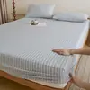 Sábana bajera de algodón Tianzhu sin estampado Clase A, una pieza, 100% algodón, color sólido, sábana de punto de algodón suave, protector de colchón, cubierta de cama