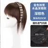 Peruca Feminina com Faixa de Cabelo Cacheada com Strass, Franja Integrada, Cabelo Curto, Aplique Larga para Cobrir Cabelo Branco, Topete