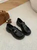 Sapatos Mocassins Plataforma Femininos 2026 Nova Coleção Primavera Outono Sapatos Pequenos de Couro Estilo Britânico Mary Janes Sapatos de Salto Único Aumentando a Altura Sapatos JK
