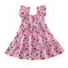 Novo vestido de retalhos de algodão e seda para crianças mais velhas com mangas bufantes, vestido regata, roupa de apresentação infantil, saia longa para meninas