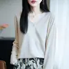 Cárdigan de punto fino con cuello en V para mujer, para otoño e invierno, de importación, lujo ligero, rejuvenecedor, top suave y versátil, prenda exterior de punto simple y agradable para la piel