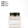 Stock Listo Juego Cuadrado de Botellas de Vidrio Transparente para Cosméticos y Productos para el Cuidado de la Piel, Botellas para Cremas, Crema Facial, Loción, Botellas Portátiles Selladas con Dispensador