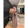 Hilo de torsión de núcleoCalidad Tmall, diseño único, suéter de punto con cuello semiabierto para mujer, color burdeos, talla única